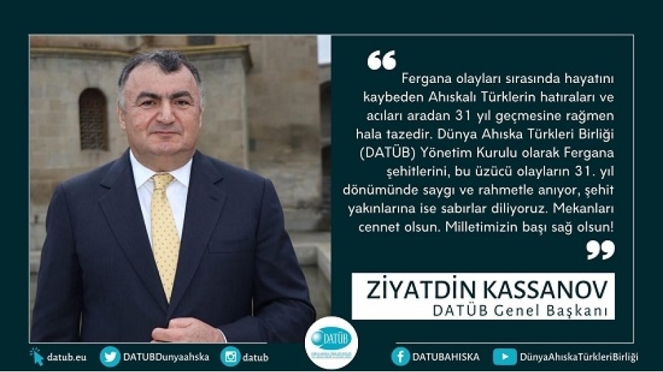 Ziyatdin Kassanov'un Fergana olaylarının 31. Yıldönümü ile ilgili Mesajı